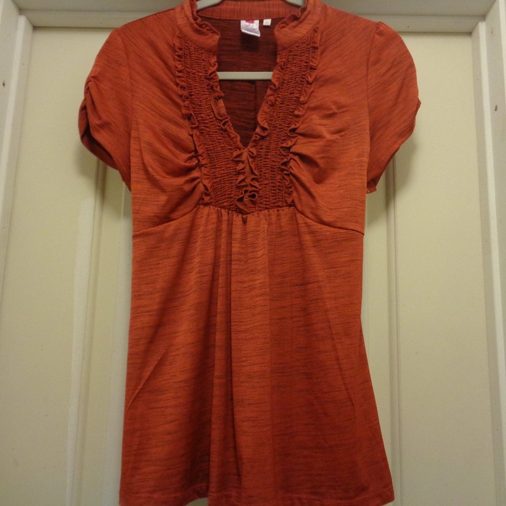 RUSTIC RUST ROMANCE STRETCH BLOUSE X LG